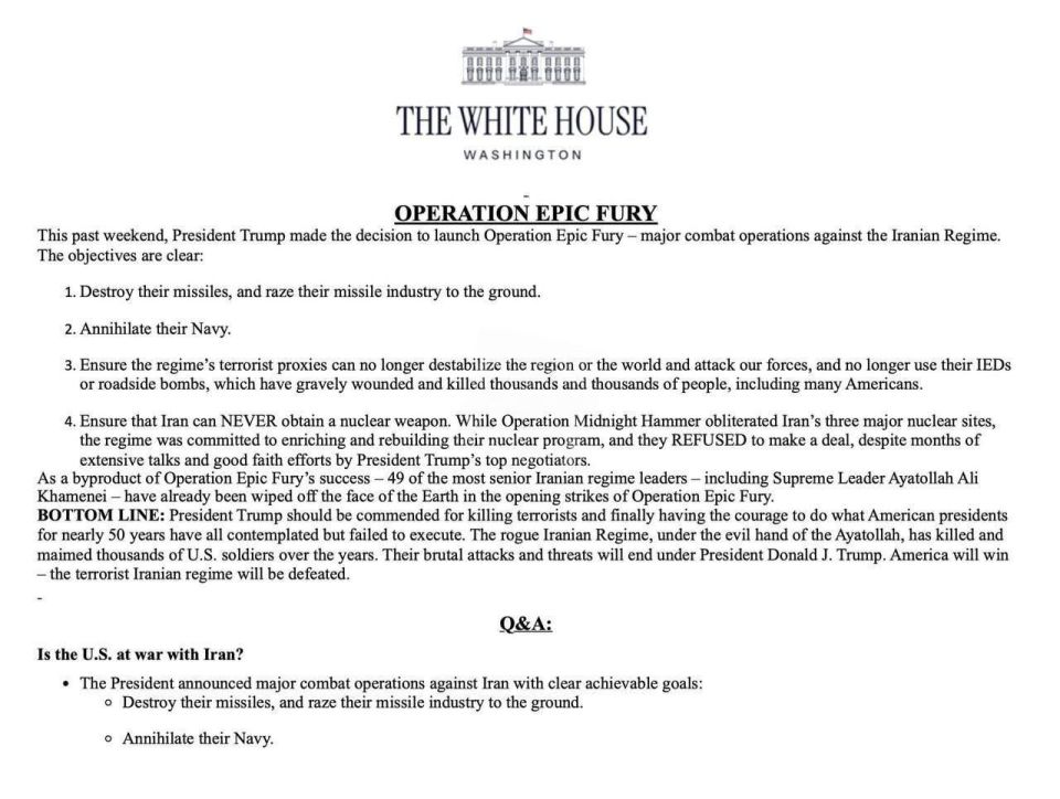 Вашингтон обнародовал цели ударов по Ирану