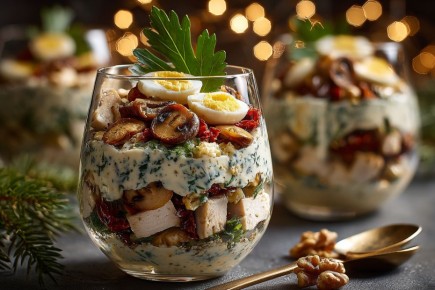 Легкий салат с йогуртовой заправкой для праздничного стола