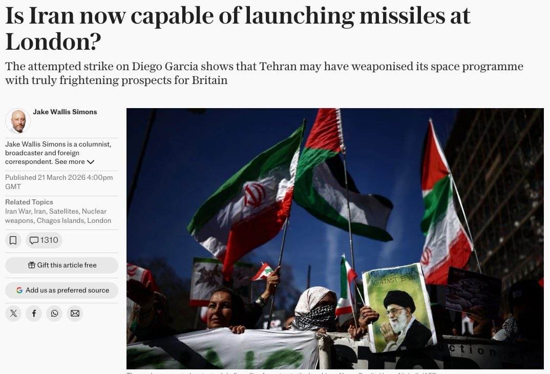 Иранские ракеты способны достать до Лондона