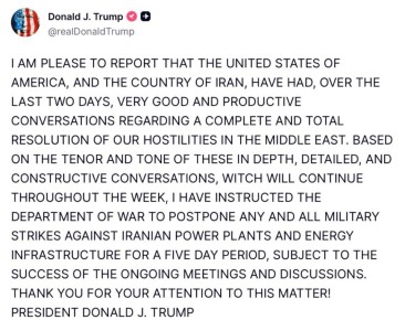 Трамп: У нас состоялись очень хорошие и продуктивные переговоры относительно полного и окончательного урегулирования конфликтов на Ближнем Востоке