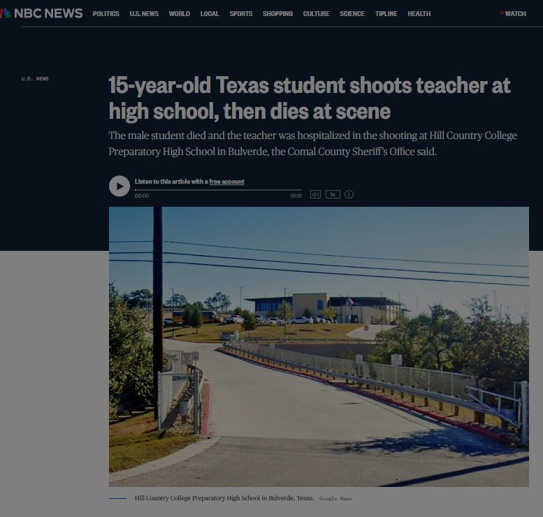 В Техасе подросток открыл стрельбу в школе и ранил учителя