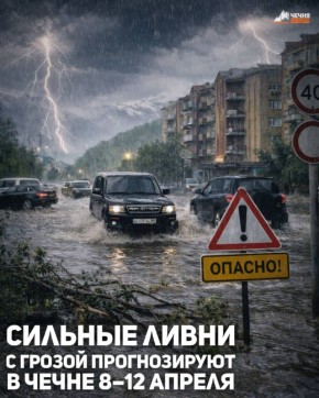 Сильные дожди и ливни с грозой ожидаются в Чеченской Республике с 8 по 12 апреля, сообщил Центр управления в кризисных ситуациях ГУ МЧС России по ЧР